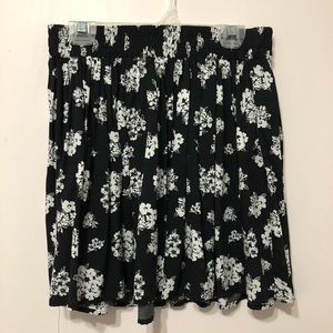 Black Floral Flowy Skirt